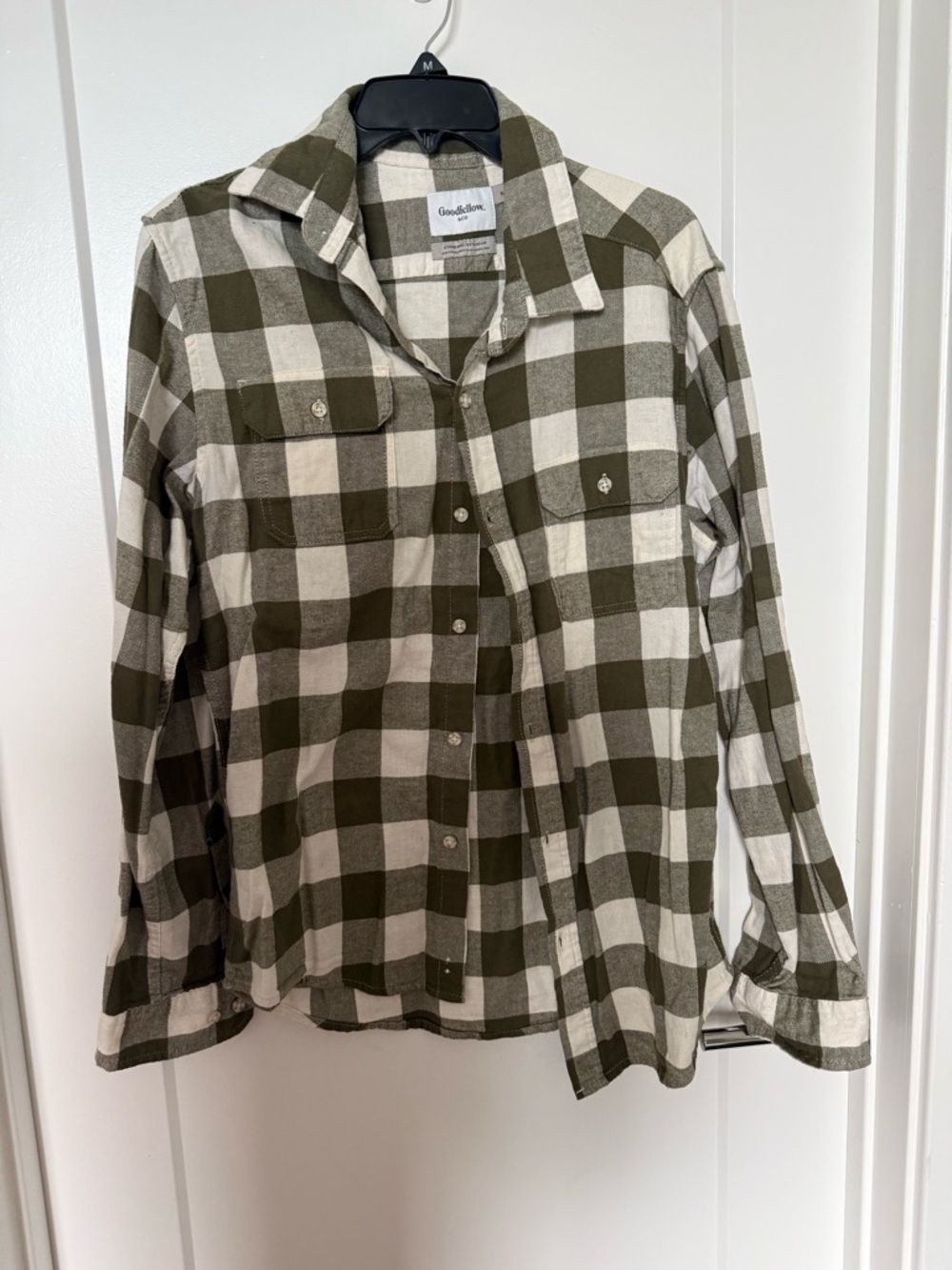 Goodfellow & Co Olive Green and Cream Buffalo Check Shirt